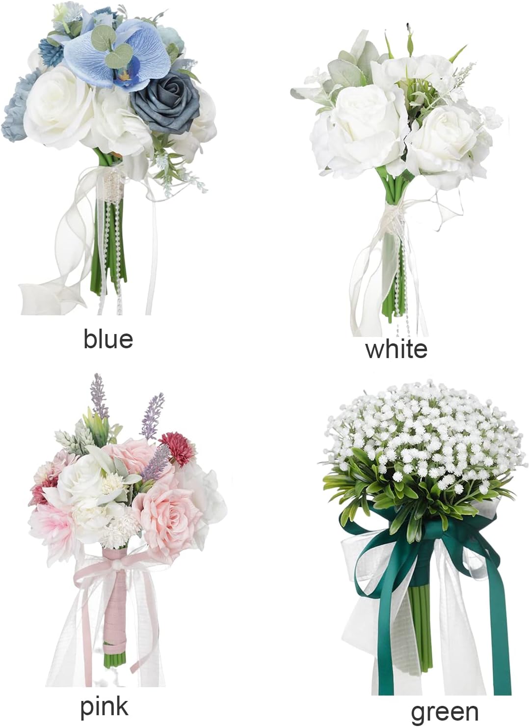 8.7 Inch Artificial Silk Rose Bridal Bouquet F57292