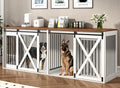 Black 78.7" Heavy Duty Double Dog Crate Furniture with Divider H6724
