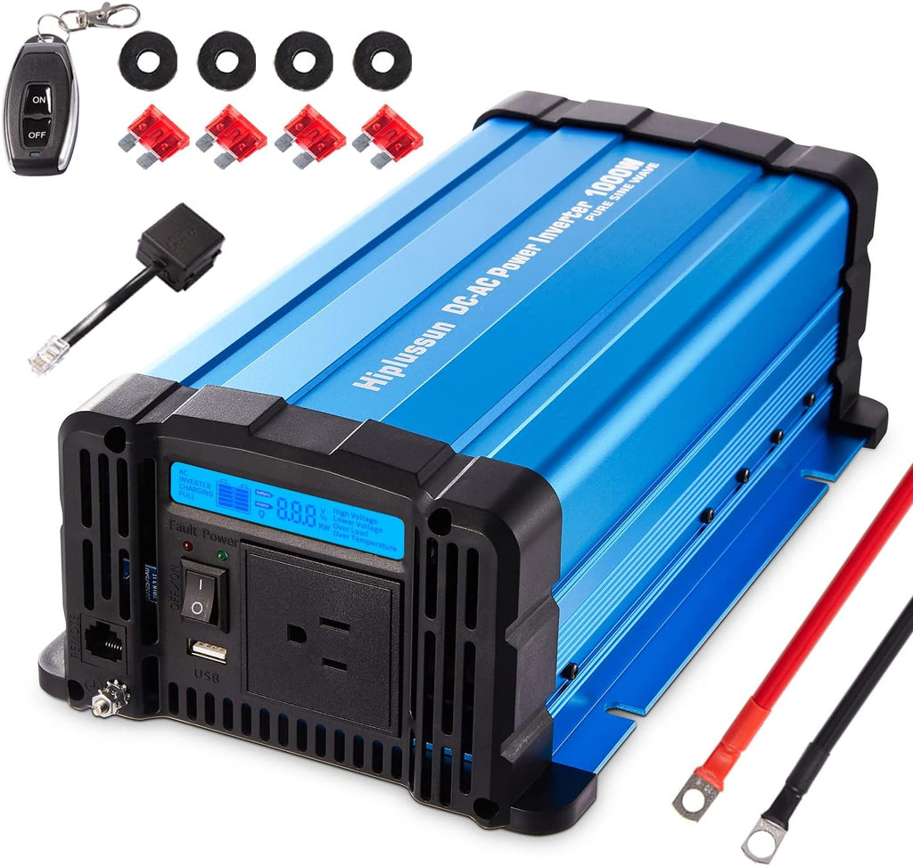 1000 watt Pure Sine Wave Power Inverter 12V to 110V DC to AC with Remote Controller Y79041