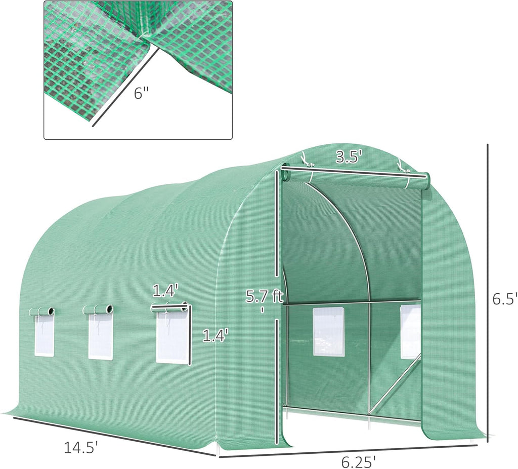 15' x 6' x 7' Walk-in Tunnel Greenhouse with Roll-up Windows Z617