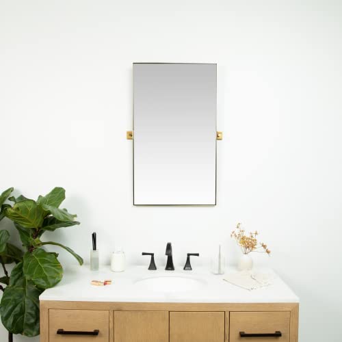 24x36 inch Gold Metal Framed Rectangular Pivot Mirror X745