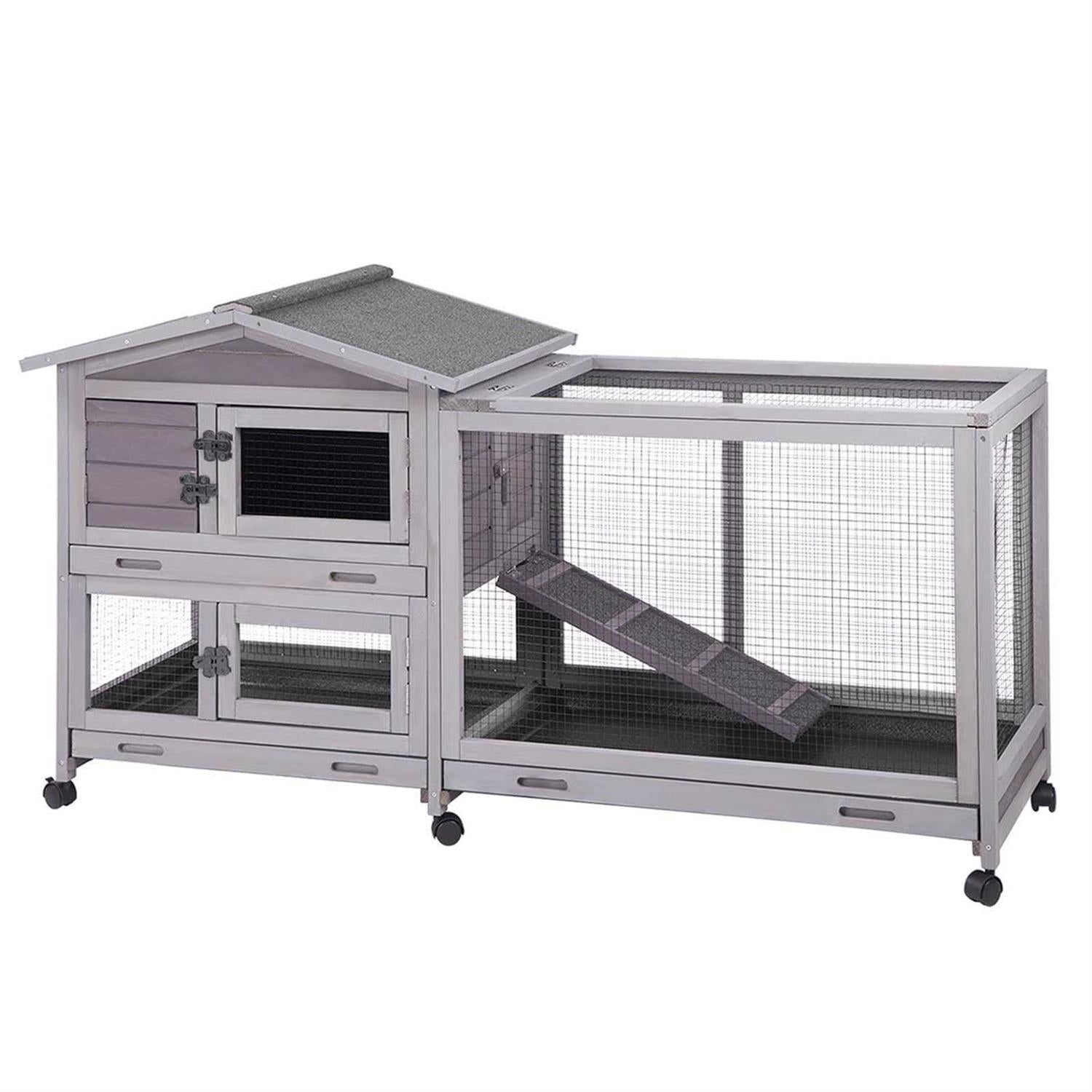 Rabbit Hutch Indoor Cage on Wheels with 3 Pull Out Tray Q1214