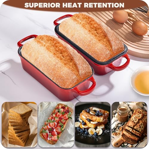 Enameled Cast Iron Bread Loaf Pan with Lid, Set of 2 S9815