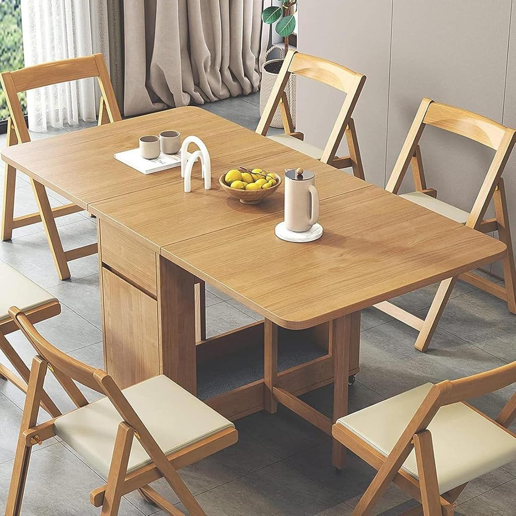 Solid Wood Folding Dining Table with 4 Chairs Y215