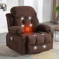 Massage Recliner Chair with Heat and Vibration, Breathable Fabric Ergonomic Single Sofa Chair X60644