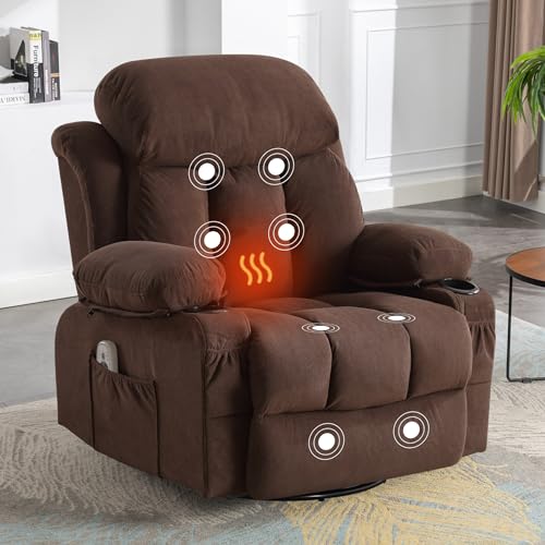 Massage Recliner Chair with Heat and Vibration, Breathable Fabric Ergonomic Single Sofa Chair X60644