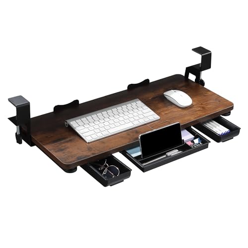 Mahogany 26.77" X 11.81" Height Adjustable Keyboard Tray with Drawer A457