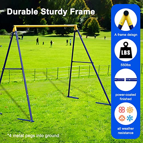 43inch Saucer Tree Swing with A Frame Swing Stand Heavy Duty Metal Frame A53837