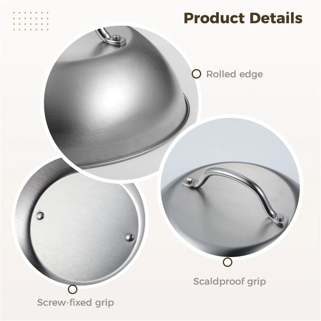 2PCS Stainless Steel Round Basting Cover with Handle F104