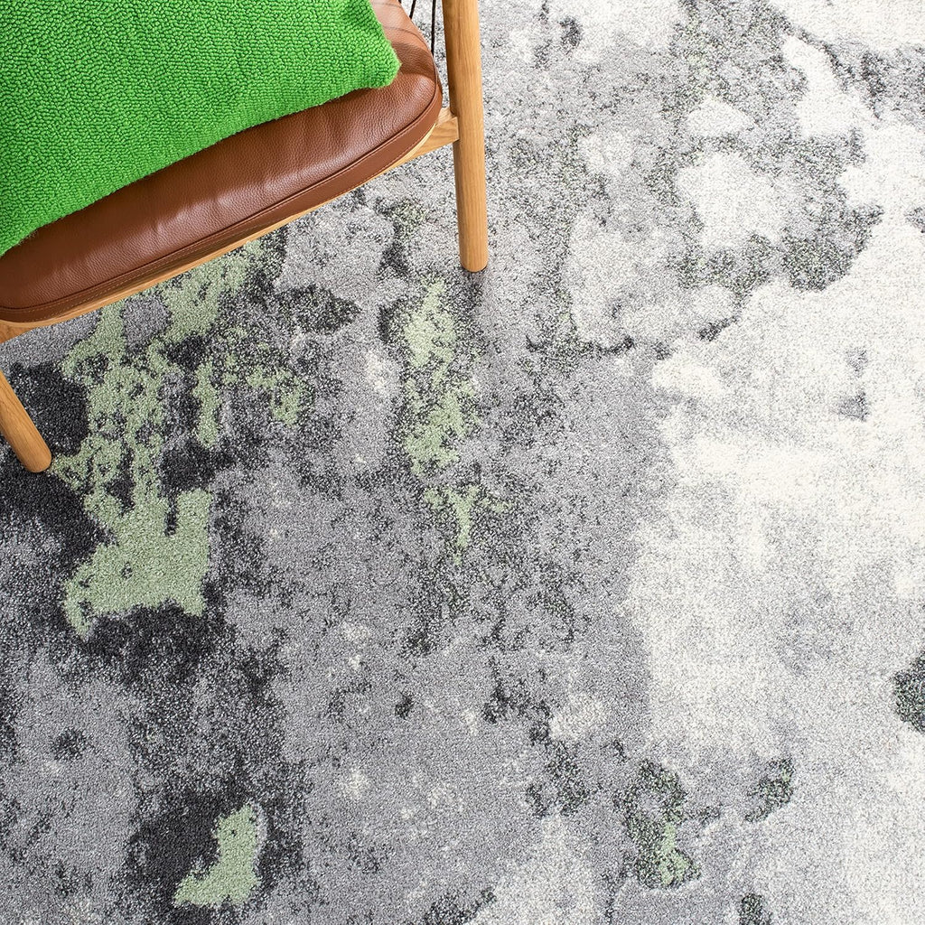 Green & Grey 4' Square Area Rug D895605