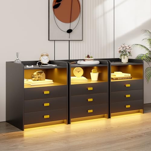 White Nightstand with 3 Drawers and USB Ports X6810