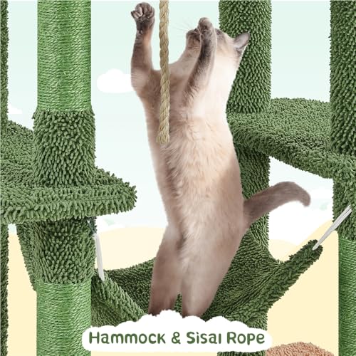 63" H Multi-Level Cat Tree with Sisal-Covered Scratching Posts & Condo & Hammock H844568
