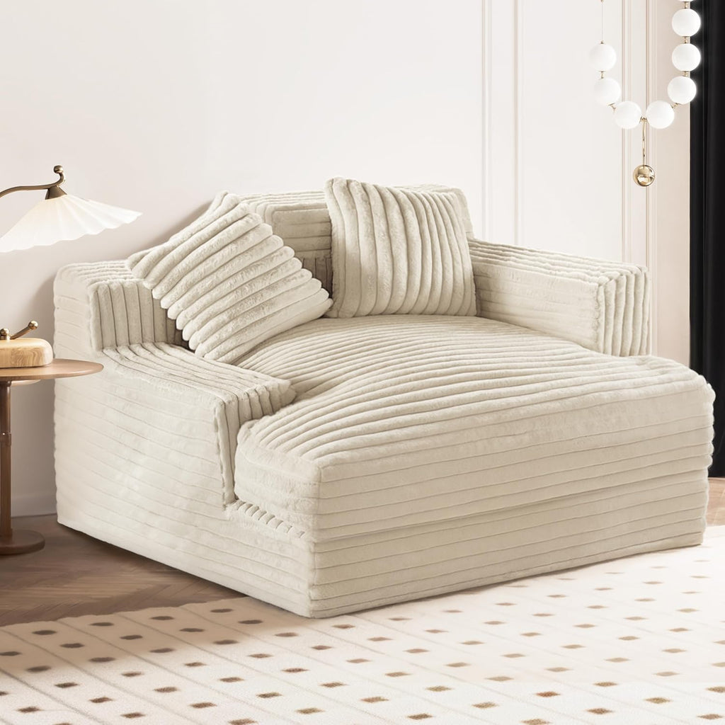 Oversized Chaise Lounge Sofa with 2 Throw Pillows V708