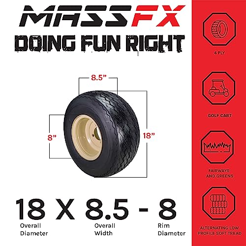 Set of 4 Beige 18x8.5-8 Golf Cart Wheels and Tires Combo G33334