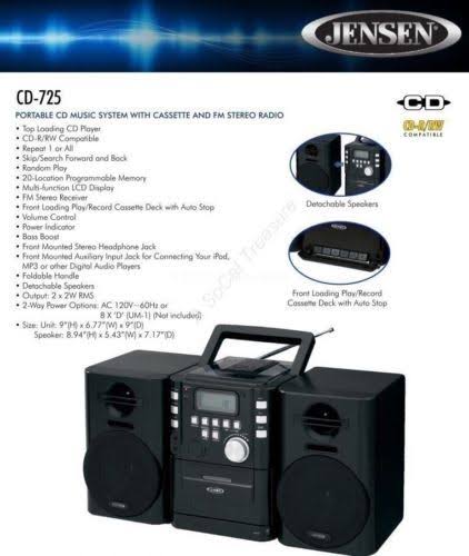 Portable CD Music System with Cassette & FM Stereo V580425