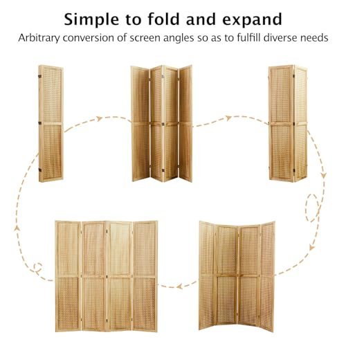 66.9inch Freestanding Folding Pegboard Privacy Screens 4 Panels White H7591