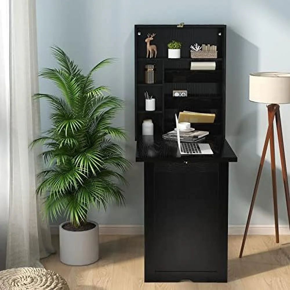 Wall Mounted Folding Desk with Adjustable Shelves P7203
