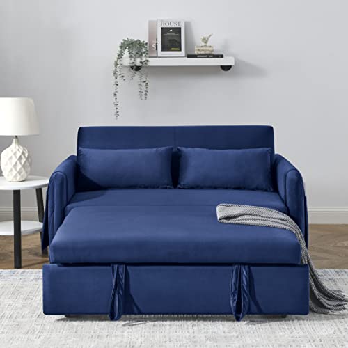 Black Velvet Convertible Sleeper Sofa Bed V11293