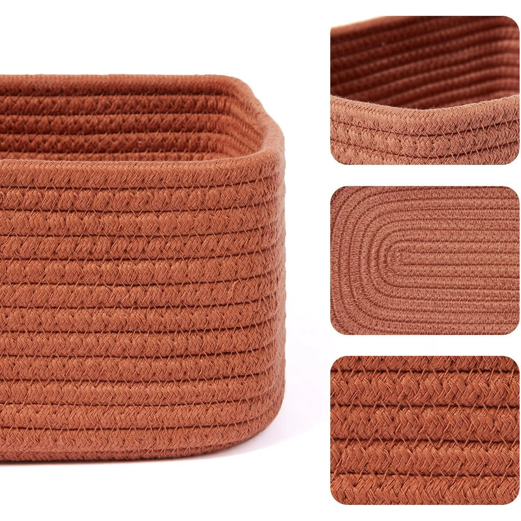 3 Packs Oxide Red Woven Rope Storage Baskets H412426