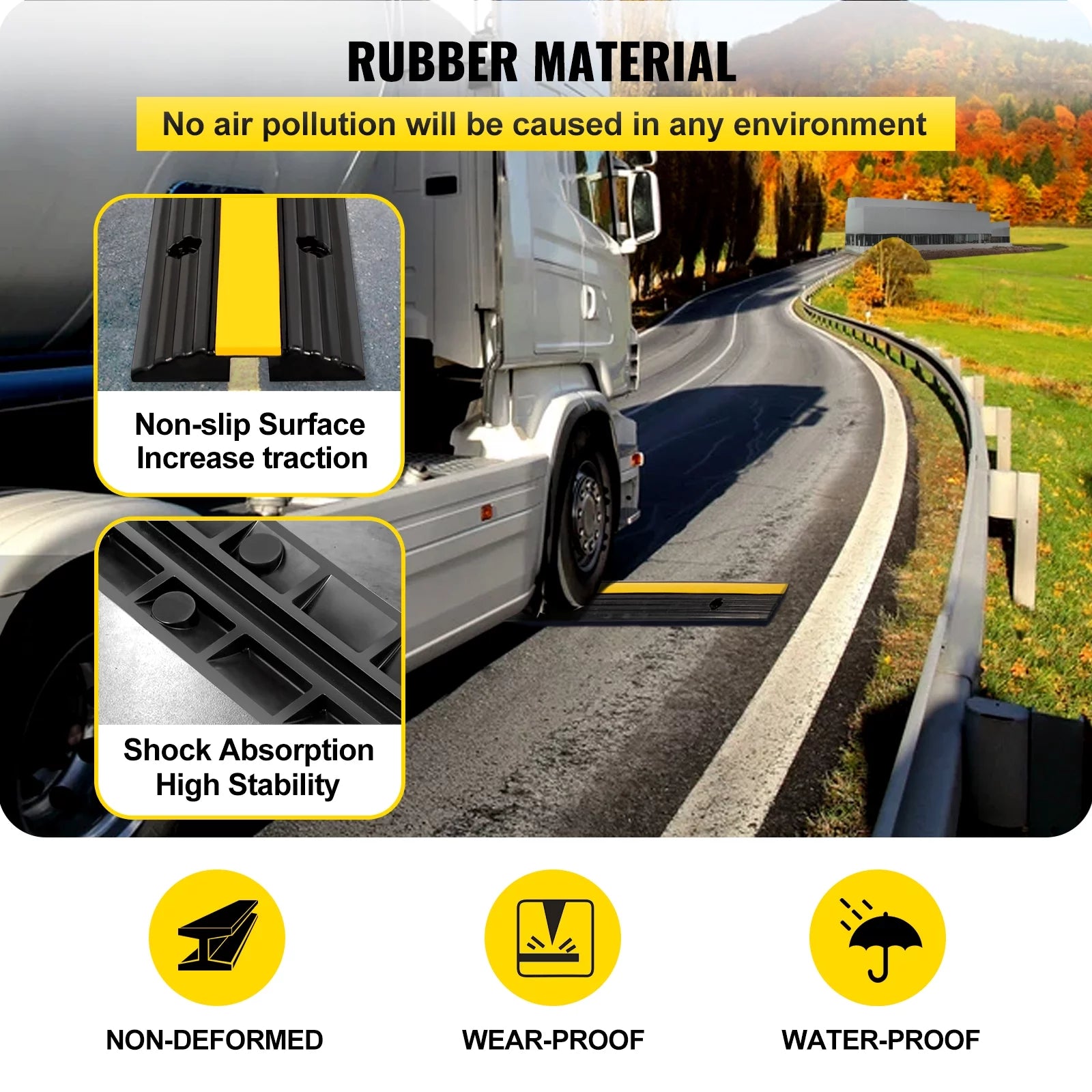 4 Pack 1-Channel Rubber Cable Protector Ramps Heavy Duty L105