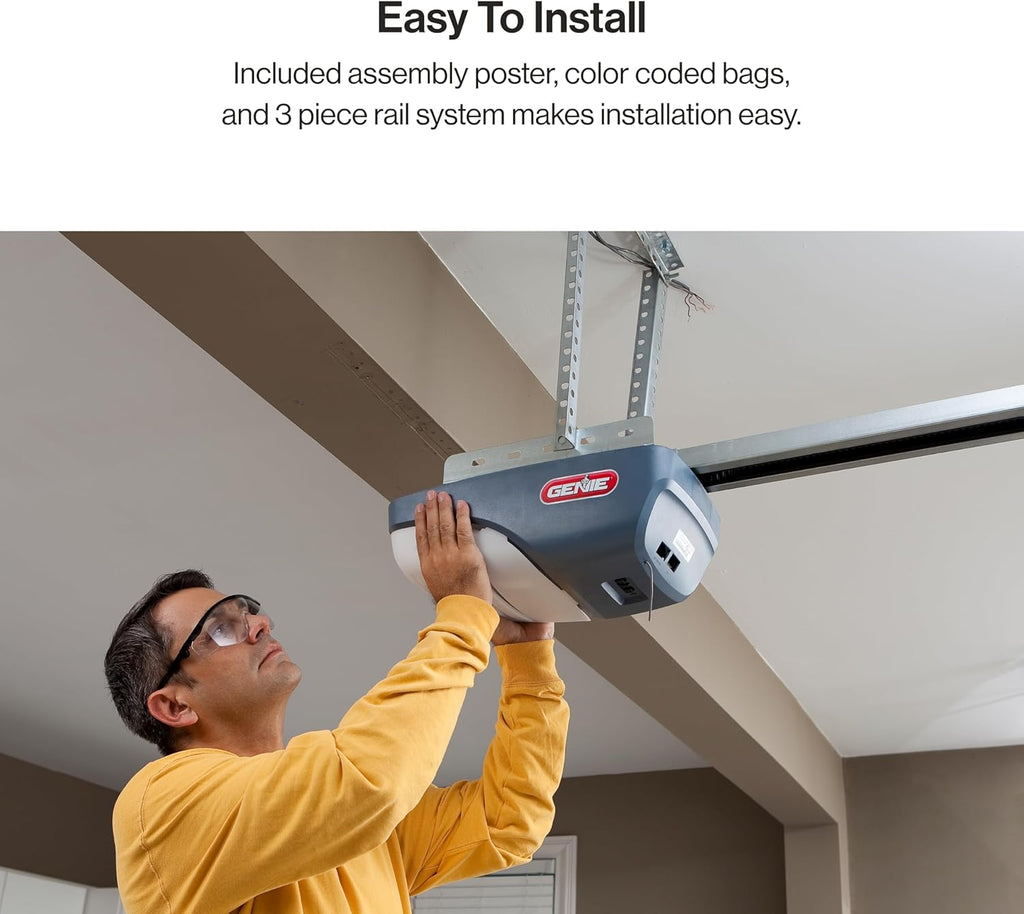 Gray Garage Door Opener with Steel-Reinforced Belt Drive C8673