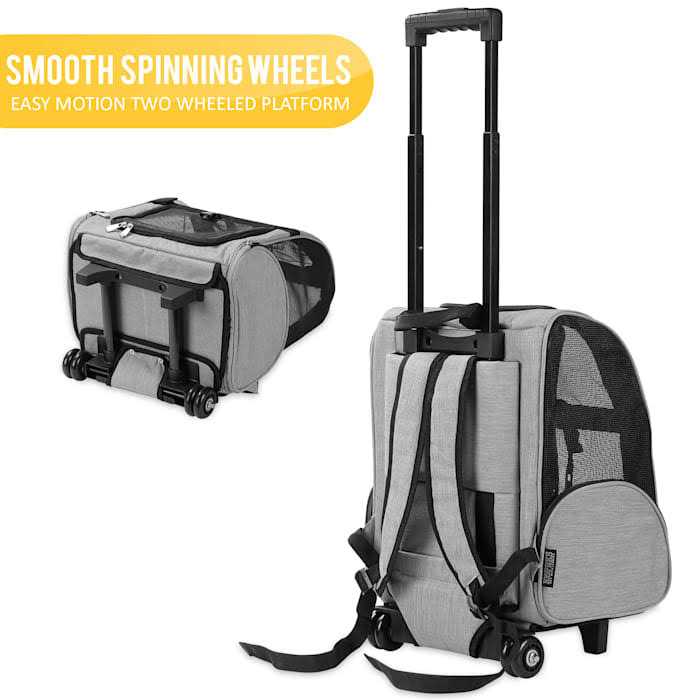 Deluxe Backpack Pet Travel Carrier with Double Wheels O740594