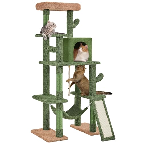 63" H Multi-Level Cat Tree with Sisal-Covered Scratching Posts & Condo & Hammock H844568