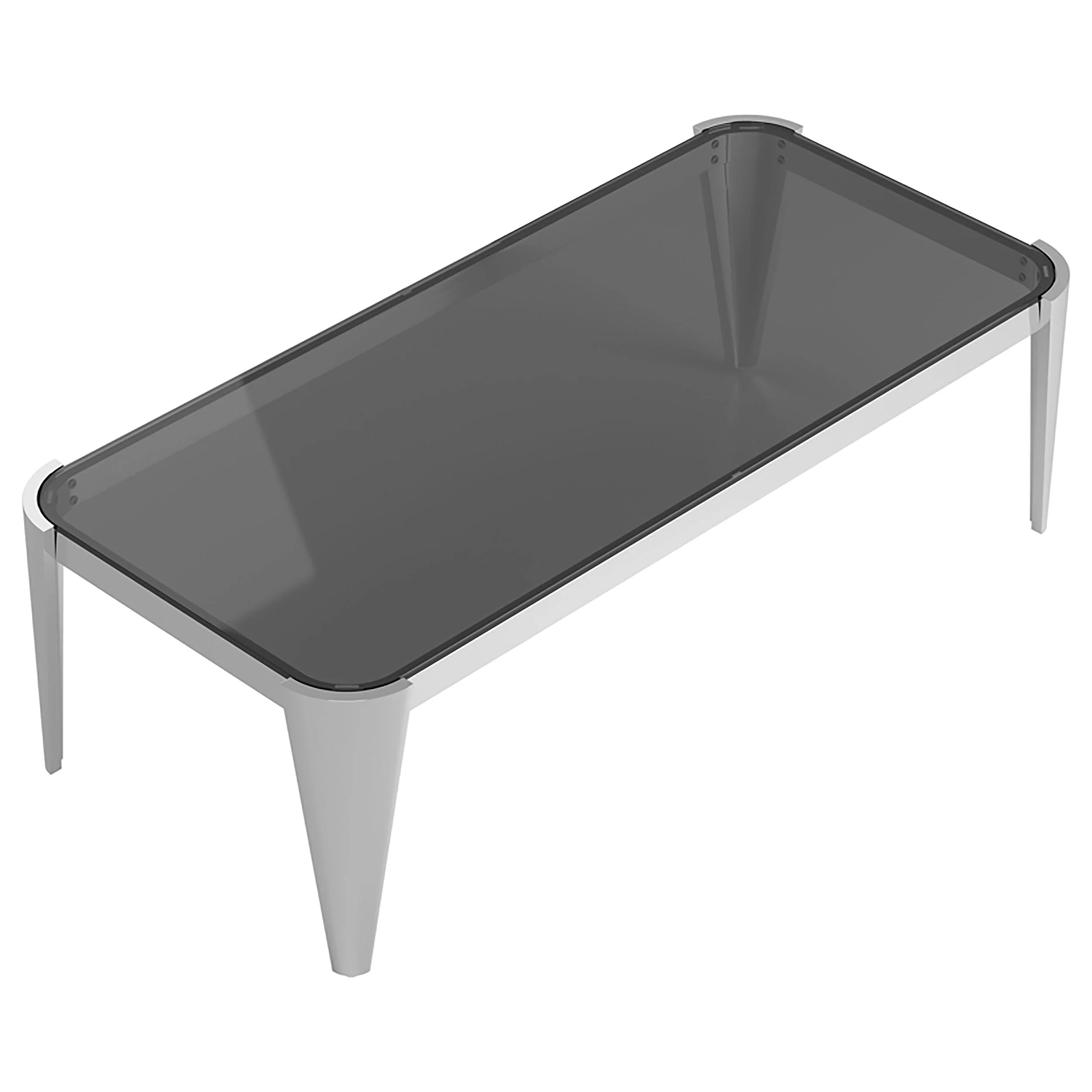 Silver and Grey Rectangle Glass Top Coffee Table W204