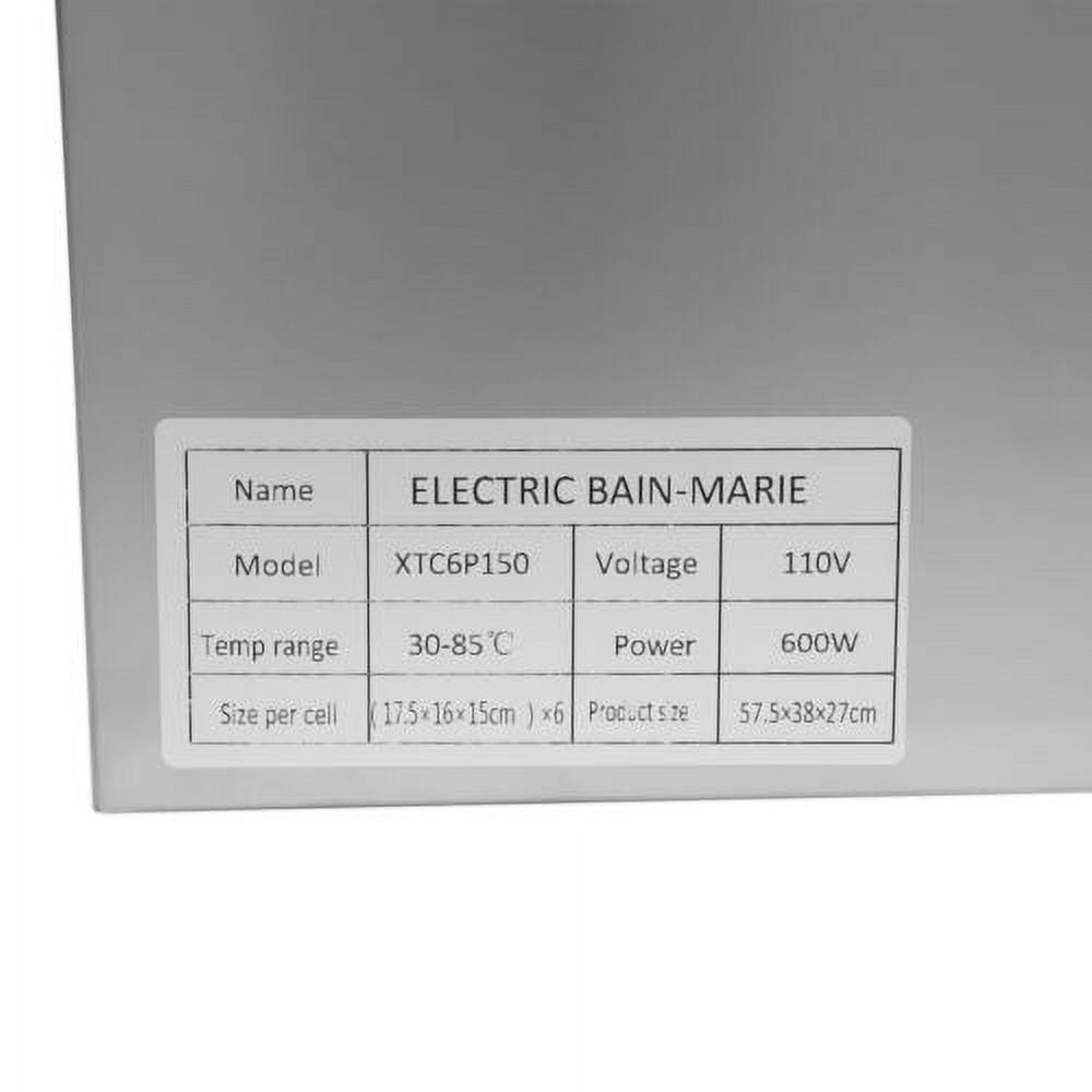 600W 110V 6 Pots Stainless Steel Commercial Buffet Food Warmer K214