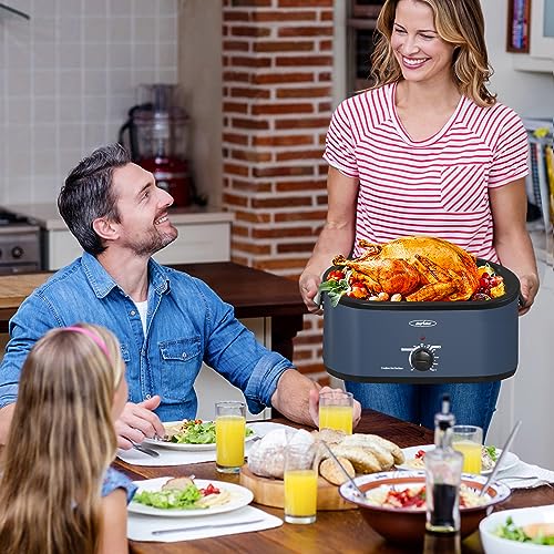Silver Stainless Steel Electric Roaster Oven with Removable Pan and Rack T6966