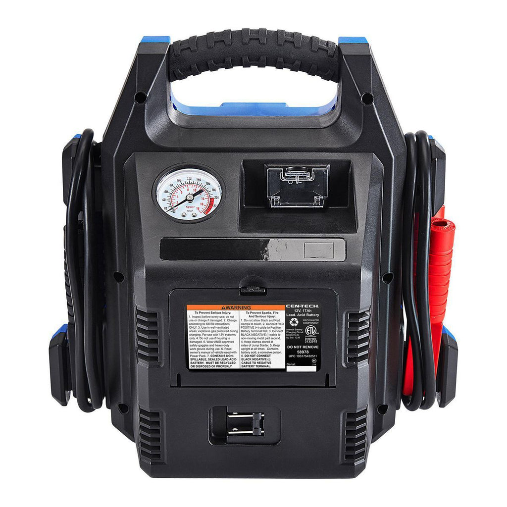 630 Peak Amp Portable Car Battery Jump Starter with Air Compressor X415990