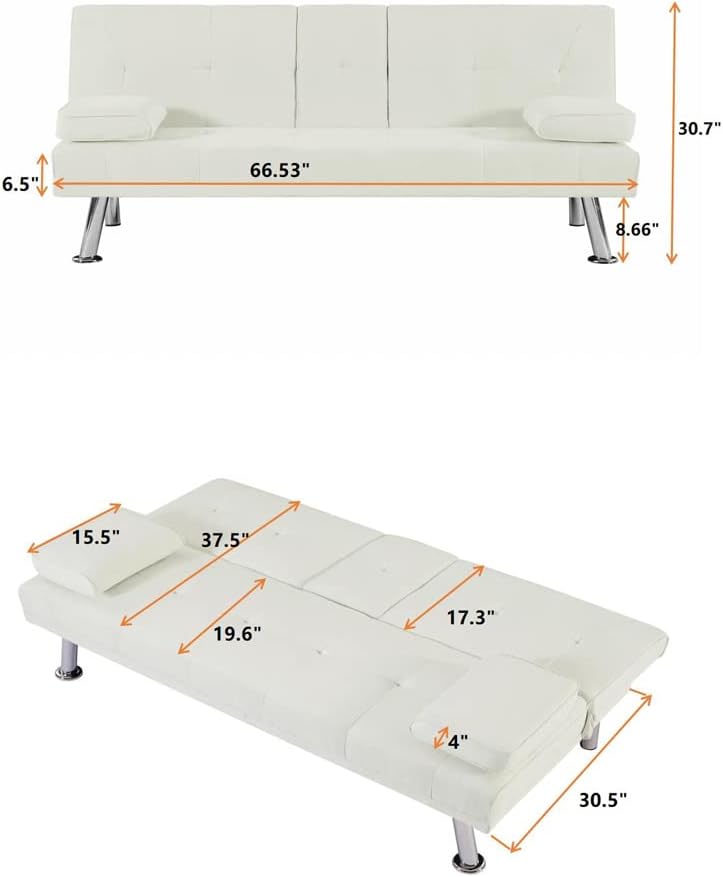 Fabric Linen Upholstered Convertible Folding Futon Sofa Bed, Gray F861612