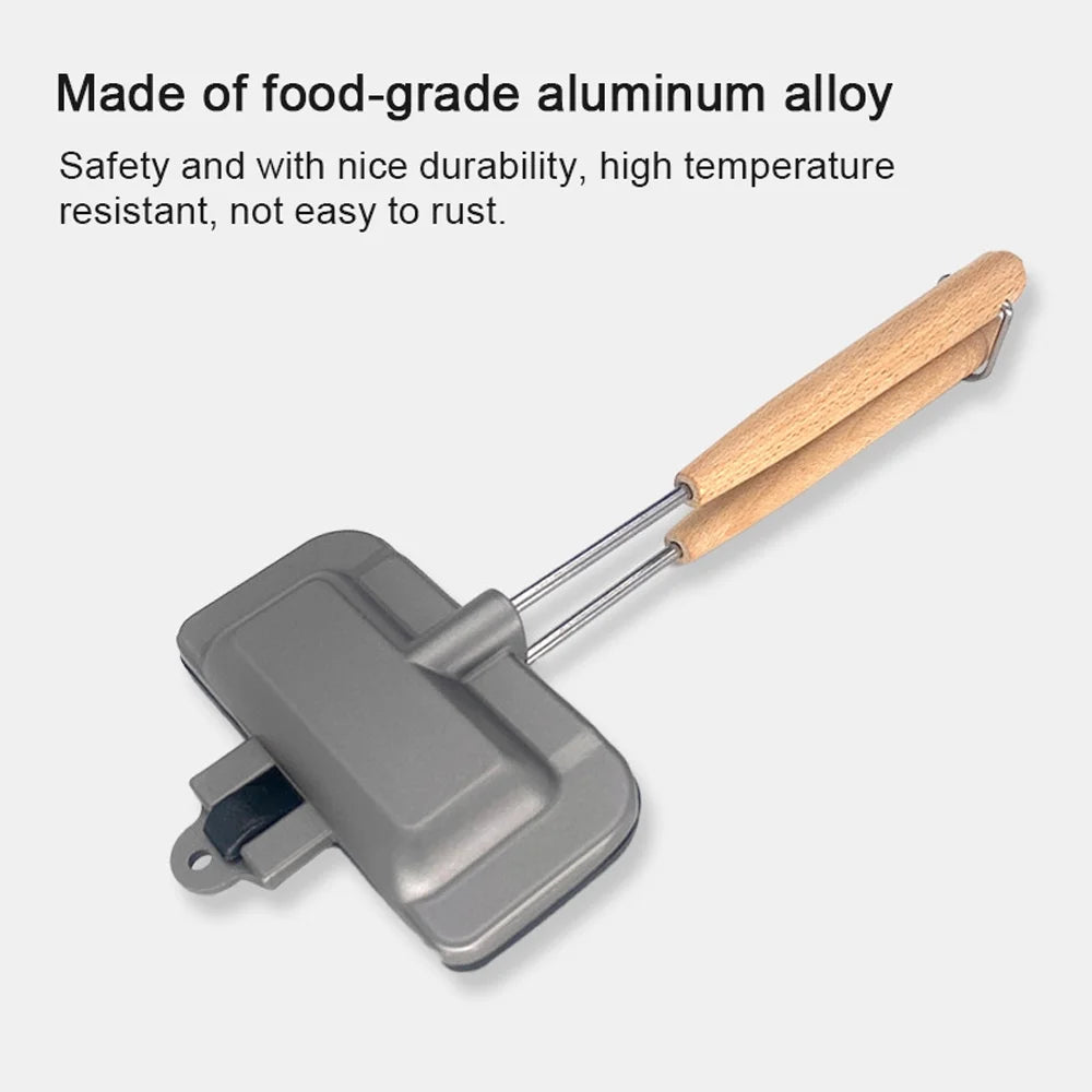 Double-Sided Non-Stick Aluminum Sandwich Maker with Removable Handle N27191