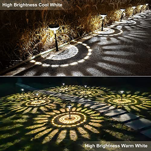 Solar Pathway Lights 8 Pack Warm White Cool White LED Outdoor IP67 Waterproof Path Lights U4947