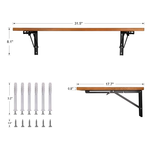 Natural Pine Wood Wall Mounted Folding Table 39 Inch U40441