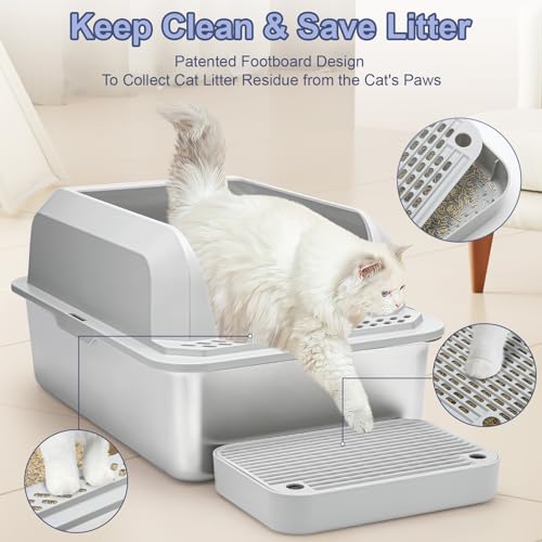 Stainless Steel Large Cat Litter Box with High Sides J15686