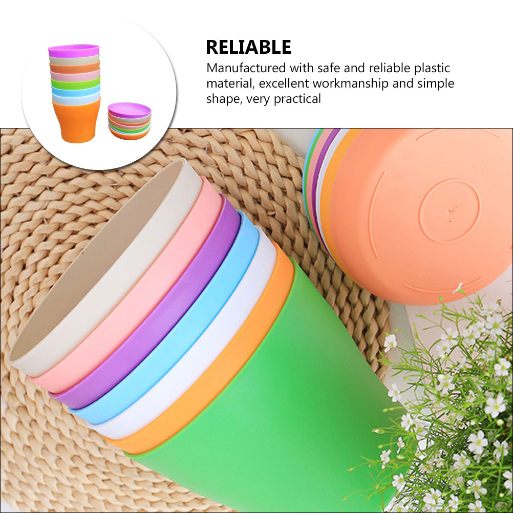 8pcs Plastic Round Flower Pot with Tray F185740