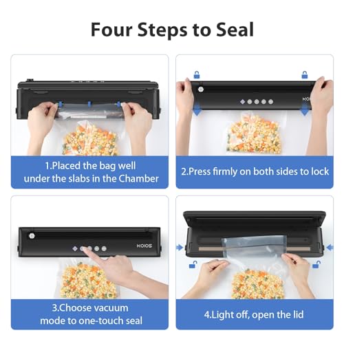 Compact Food Sealer with Cutter, Dry & Moist Modes, 10 Sealing Bags & Air Suction Hose H2211