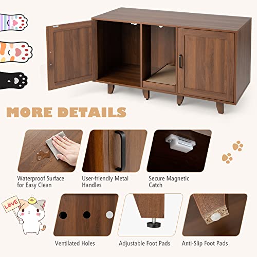 Grey Oak Double Cat Litter Box Enclosure with Scratching Board B5754