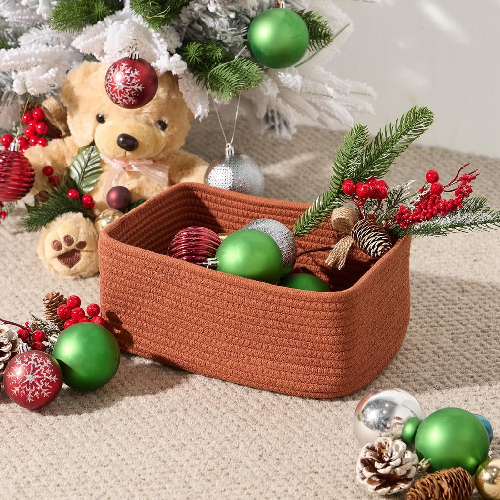 3 Packs Oxide Red Woven Rope Storage Baskets H412426