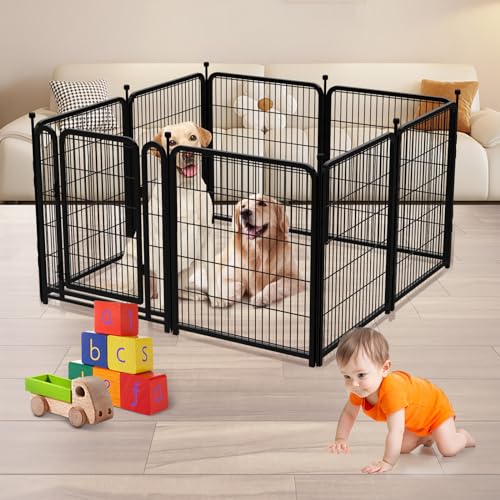 32 in H 8 Panels Metal Dog Fence Y42070