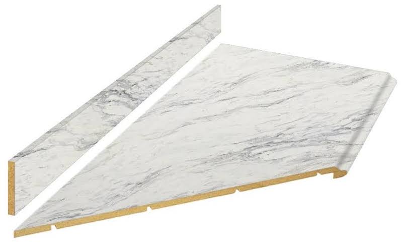 8 ft White Laminate Countertop Kit with Left Miter and Full Wrap Ogee Edge Z959