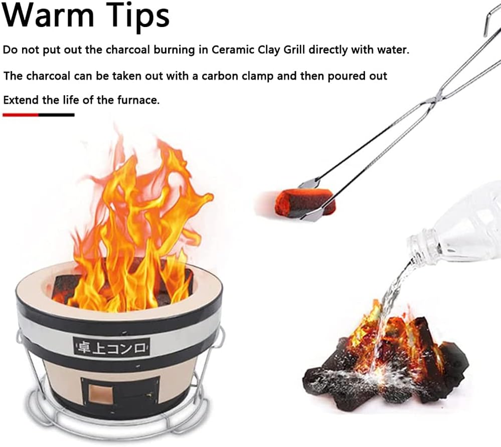 Japanese Ceramic Clay Charcoal BBQ Hibachi Grill C956581