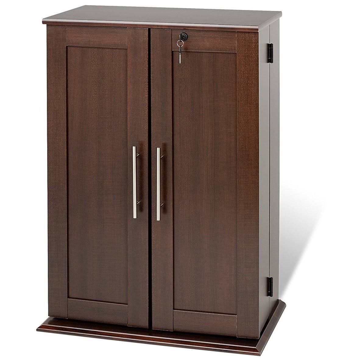 Espresso Locking Media Storage Cabinet with Shaker Doors B70811