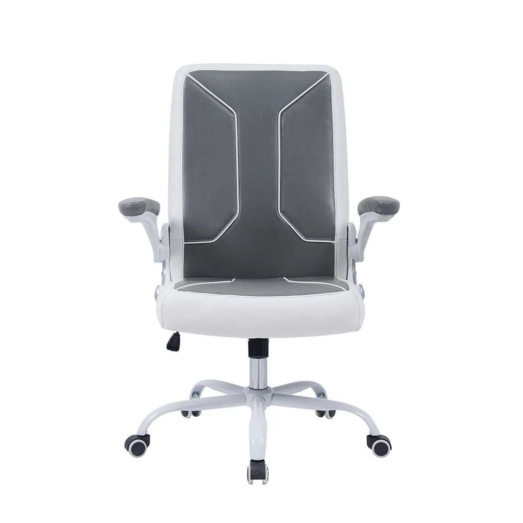 Grey/White Adjustable Height Office Desk Chair with Armrest R45431