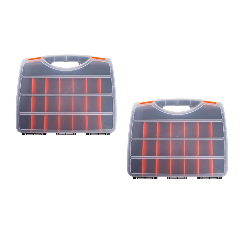 2pcs Black Orange Impact Resistant Polymer Storage Bins With Removable Dividers I902
