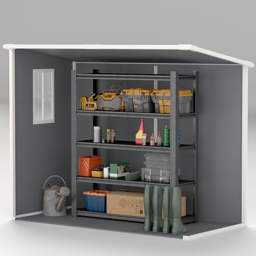 Gray Resin Plastic Outdoor Storage Shed with Floor and Window H3542