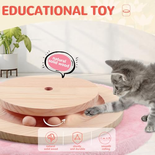 45'' Tall Sisal Rope Cat Scratching Post with Interactive Ball Toys (pink) C193