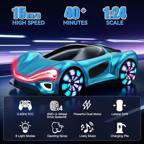 2.4GHz RC Drift Car with Cool Lights, Music & Spray Effects J10819