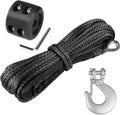1/4" 50 Ft Black Heavy Duty 10000 lb ATV Winch Rope with Steel Hook Y204990
